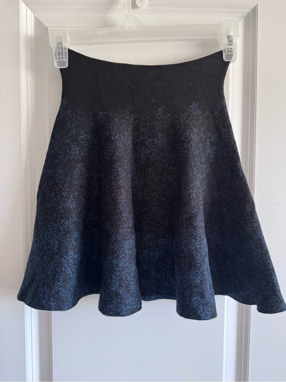 BCBGeneration Black teal combo sprinkle jacquard flare skirt